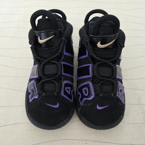 Nike Toddler More Uptempo Black Purple Mid Top Sneakers Shoes Dx5956-001 Size 6C - Picture 3 of 10